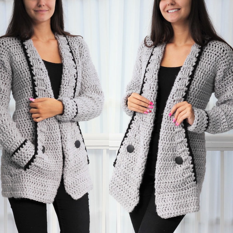Crochet pattern Patron crochet-Mia Crochet cardigan PDF women crochet vest pattern-crochet sweater 7/9y-10/12y XS S M L XL 2XL 3XL image 6