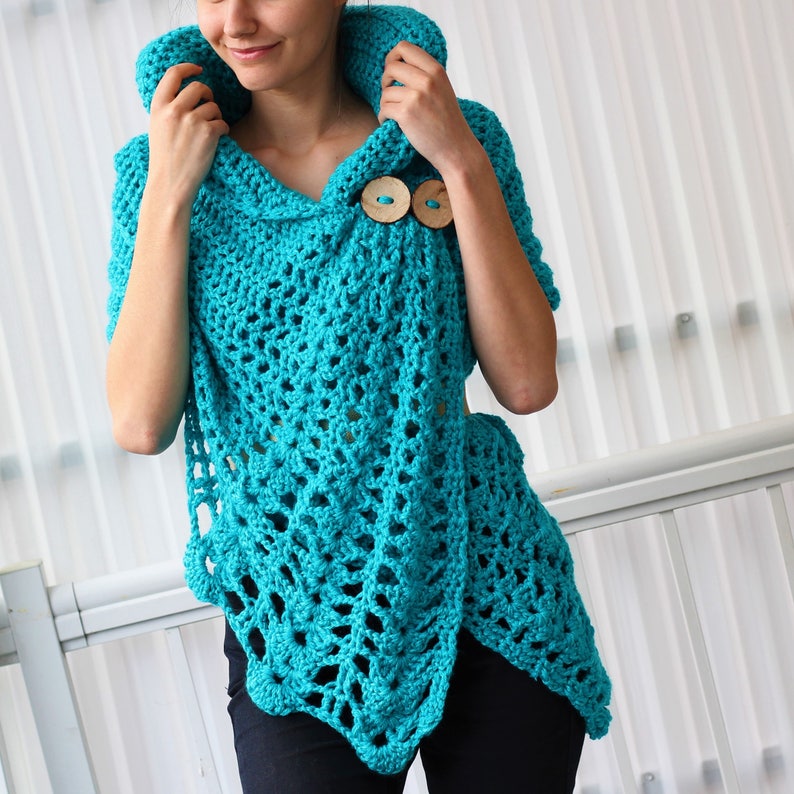Crochet pattern, Women crochet pattern, Crochet wrap pattern, Patron de crochet, Shali Crochet Wrap PDF, Crochet Poncho PDF, Crochet Scarf image 3