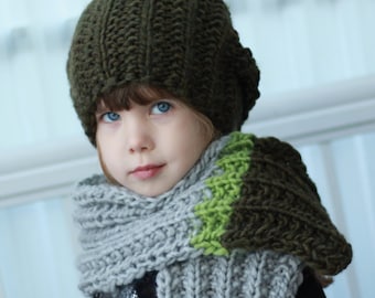 Knitting pattern, Patron de tricot – Marianne SET= Hat + Infinity Scarf , Bonnet+Tour de cou (12/18 month - Toddler - Child – Teen- Adult )