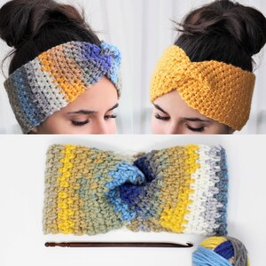 Crochet Pattern PDF-LEAH- Crochet headband -Turban Pattern- Boho Head Wrap, Crochet Headband pattern, Crochet Headwarm, Crocheted Headband image 3