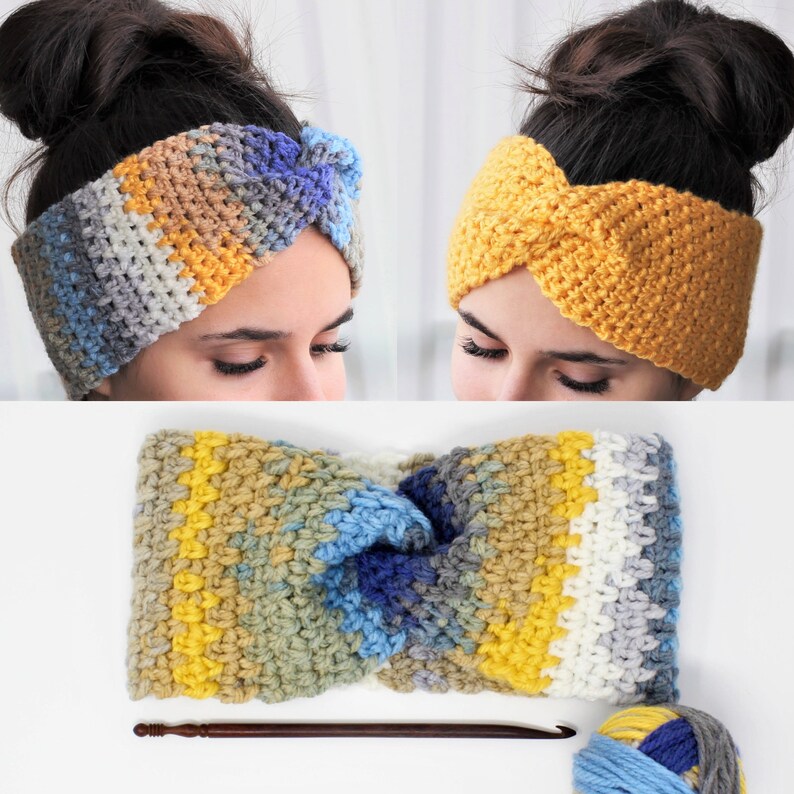 Crochet Pattern PDF-LEAH- Crochet headband -Turban Pattern- Boho Head Wrap, Crochet Headband pattern, Crochet Headwarm, Crocheted Headband image 3