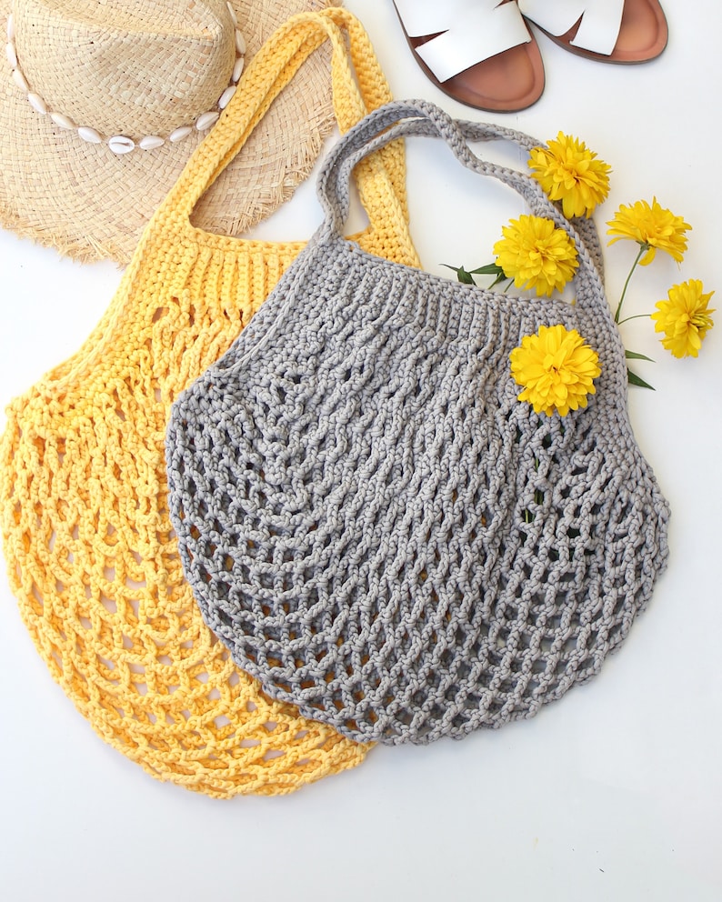 Crochet bag pattern-LILLE French bag pattern PDF-Crochet pattern summer bag-Beach bag-Crochet french market bag-Crochet market tote 4 sizes image 2