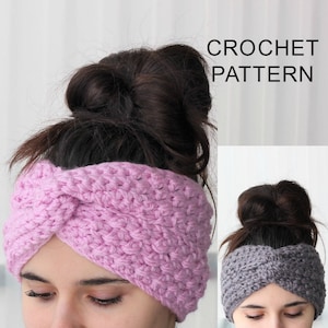 Crochet Pattern PDF, Patron de crochet - ENYA Turban Ear Warmer, Boho Head Wrap, Crochet Headband, Boho Crocheted Headband Crochet Headwear