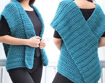 Easy Crochet pattern, Patron crochet, CARA crochet vest PDF, Crochet Wrap, Women crochet pattern, Crochet Sweater xs- s - m - l– xl- 2xl/3xl