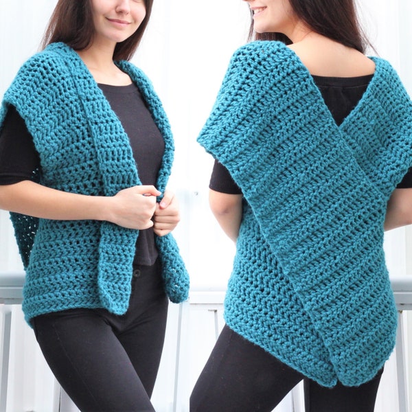 Easy Crochet pattern, Patron crochet, CARA crochet vest PDF, Crochet Wrap, Women crochet pattern, Crochet Sweater xs- s - m - l– xl- 2xl/3xl