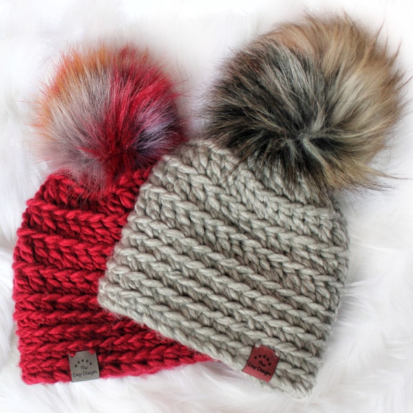Easy Crochet pattern-Crochet hat– PHOEBE Beanie Hat Pattern-Crochet hat pattern PDF- Crochet Beanie Pom Pom (Toddler-Child–Teen- Adult size)