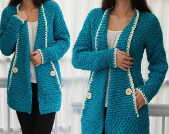 Knit pattern, patron tricot TANYA knit cardigan, knit vest sweater, women knit top pattern  7/9y, 10/12y - XS- S - M - L – XL- 2XL- 3XL knit