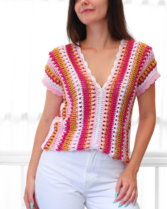 Crochet Pattern- ALYSSA Crochet Top Pattern PDF- Women Crochet Top
