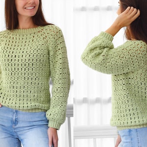 Crochet pattern- AMAYA Crochet sweater pattern-Women crochet top pattern-Crochet pullover-Lace sweater pattern- Easy Granny sweater-XS-3XL