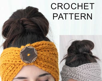 Häkelanleitung PDF, Patron de Crochet – TYRA – Turban-Ohrwärmer, Boho-Kopfwickel, Häkel-Stirnband, Häkel-ähnliches Strick-Stirnband, einfach zu häkeln