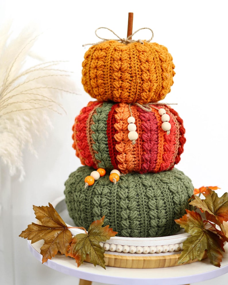 Crochet Pattern-7 SIZES - Harvest Puff Pumpkin -Crochet Pumpkin Pattern-Easy DIY Fall Decor Autumn- Beginner Friendly, Rustic Farmhouse PDF image 4