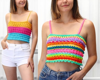 Crochet pattern-CAROLINE Crochet Top pattern -Customizable pattern top PDF- Summer top women pattern- modern crop top pattern -7sizes XS-3XL