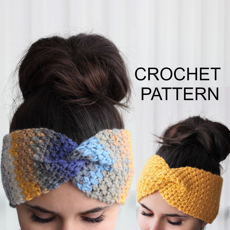Crochet Pattern PDF-LEAH- Crochet headband -Turban Pattern- Boho Head Wrap, Crochet Headband pattern, Crochet Headwarm, Crocheted Headband image 1