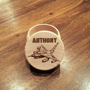 Jet Vliegtuig Tand Fairy Box, Aandenken Box, Ring of Earing Box, Gepersonaliseerde Gegraveerde Houten Doos - Kind Tand Fairy Box