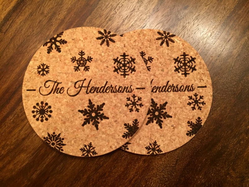 Personalized Engraved Cork Trivets / Hot Pads Set of 2 Etsy