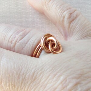 Floral-Inspired, Copper Wire Rosette Ring, Great Copper Anniversary Gift, 7th Anniversary Gift for Her, Love Knot, Bohemian Style Jewelry image 4