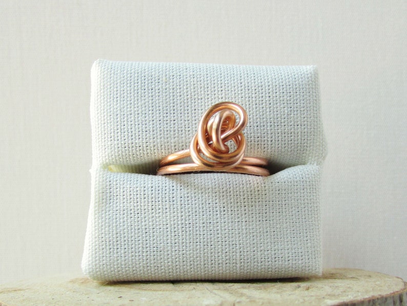 Floral-Inspired, Copper Wire Rosette Ring, Great Copper Anniversary Gift, 7th Anniversary Gift for Her, Love Knot, Bohemian Style Jewelry image 1