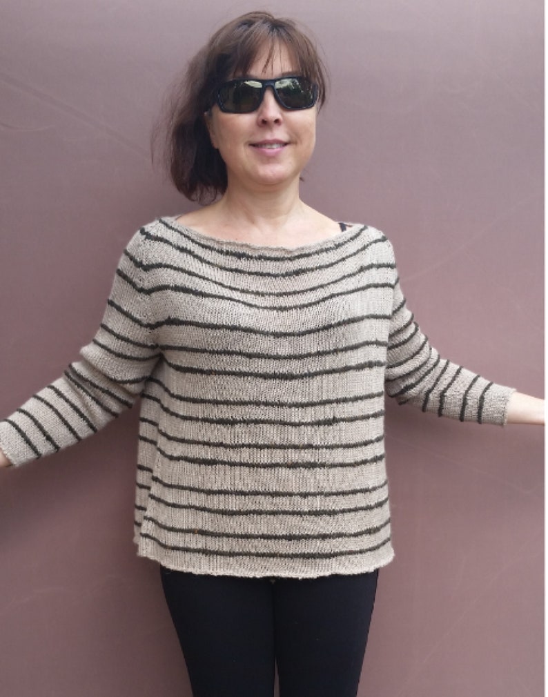 Colour beigedark green Submarine cutout WoolPolyacrylic knitted sweater Hand knitted oversize sweater Gift for you.