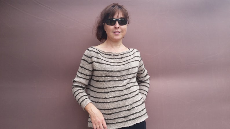 Colour beigedark green Submarine cutout WoolPolyacrylic knitted sweater Hand knitted oversize sweater Gift for you.