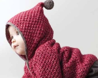 Baby knitted coat, small jewel sweater jacket / cardigan. Wool/cotton. On order.