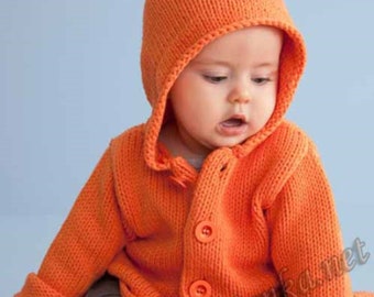 Thick baby knitted coat with hood / cardigan / jacket. Wool/alpaca. On order.