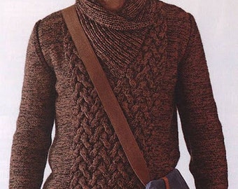 Hand knitted men's shawl collar sweater / knitted sweater. 100% wool. On order.