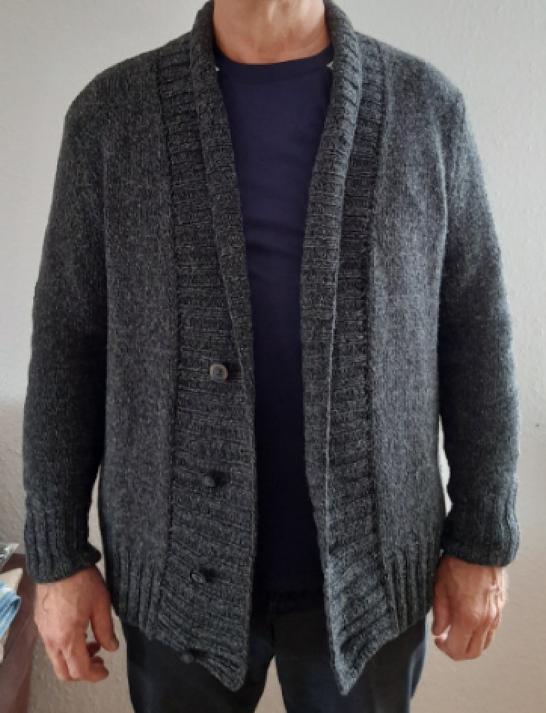 Hand knitted men's scarf collar cardigan/cardigan. To | Etsy