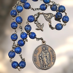 St Joseph Seven Joys & Sorrows Heirloom Chaplet -24 Beads | Bronze| Blue Jasper