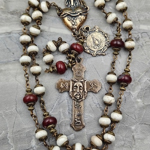Holy Face of Jesus Sacred Bleeding Heart Chaplet -Premium Bronze| White Howlite