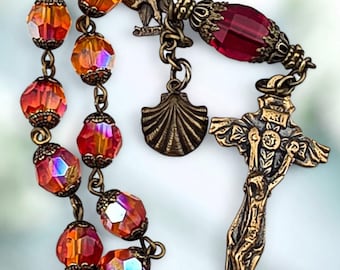 Holy Spirit Eucharist Baptismal Shell Bronze Chaplet | Heirloom | Swarovski Crystal