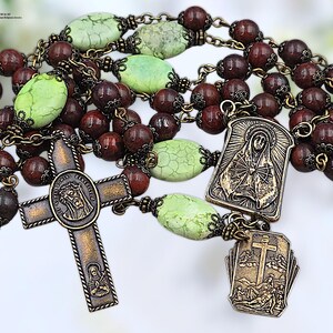 Seven Sorrows & Crown of Thorns Heirloom Rosary-Heritage Bronze | Red Jasper