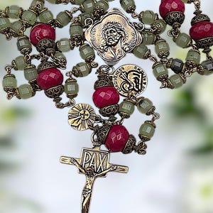 Crown of Thorns & Sorrowful Mother Heirloom Rosary| Heritage Bronze | Prehnite