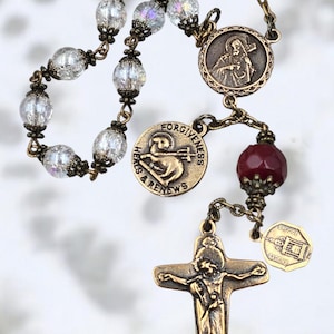 Jesus Carrying Cross & Lamb of God Chaplet | Bronze | Heirloom | Mystic Quartz