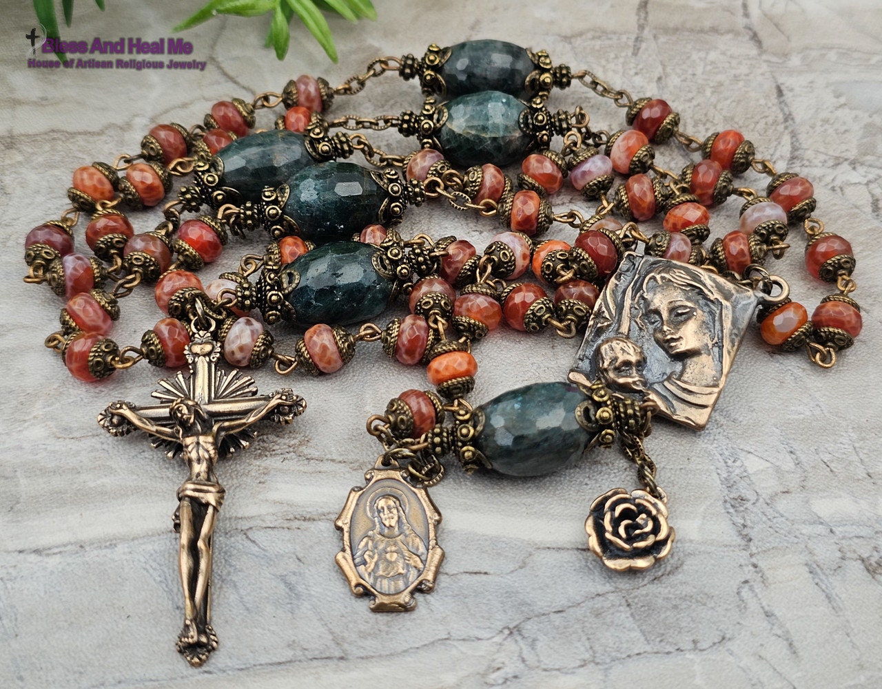 Fire Agate Beaded Rosary Making Kit-ROSARY-KIT-FIRE-AGATE