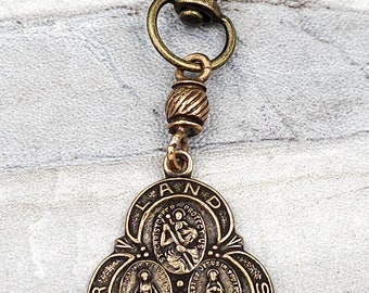 Christopher Mary Jesus Protection One Hail Mary Vintage Bronze Key Chain Chaplet