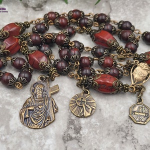 Chaplet of the Sacred Heart of Jesus Carrying the Cross Bronze - Etsy