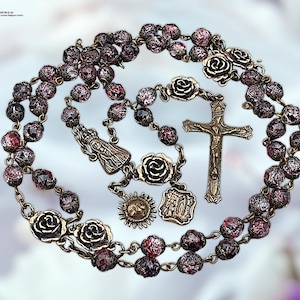 Lady of Fatima & Lourdes Heirloom Rosary | Heritage Bronze| Colorful Czech Glass