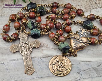 Coroncina del Volto Santo di Gesù/Bronzo/Sacro Cuore/Pietà/Diaspro Rosso