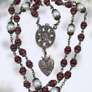 7 Offerings of Precious Blood of Jesus Heirloom Chaplet | Bronze |Red Jade|Shell