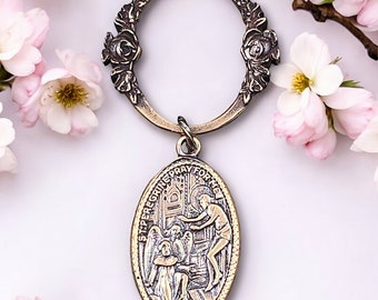 St Peregrine & Mary, Cancer Finger Ring Chaplet-Bronze,Key Chain Convertible