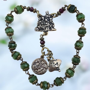 St Andrew&#39;s Christmas Novena Nativity Scene Heirloom Chaplet|Bronze & Green Jade