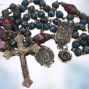Lady of the Rosary & Miraculous Mary Heirloom Rosary | Heritage Bronze|Apatite