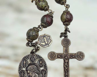 Seven Offerings of Precious Blood of Jesus Chaplet | Heritage Bronze| Bloodstone