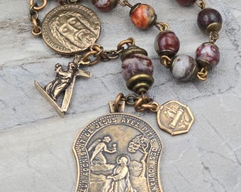 Holy Face Passion of Jesus Gethsemane Sacraments Red Agate Bronze Chaplet