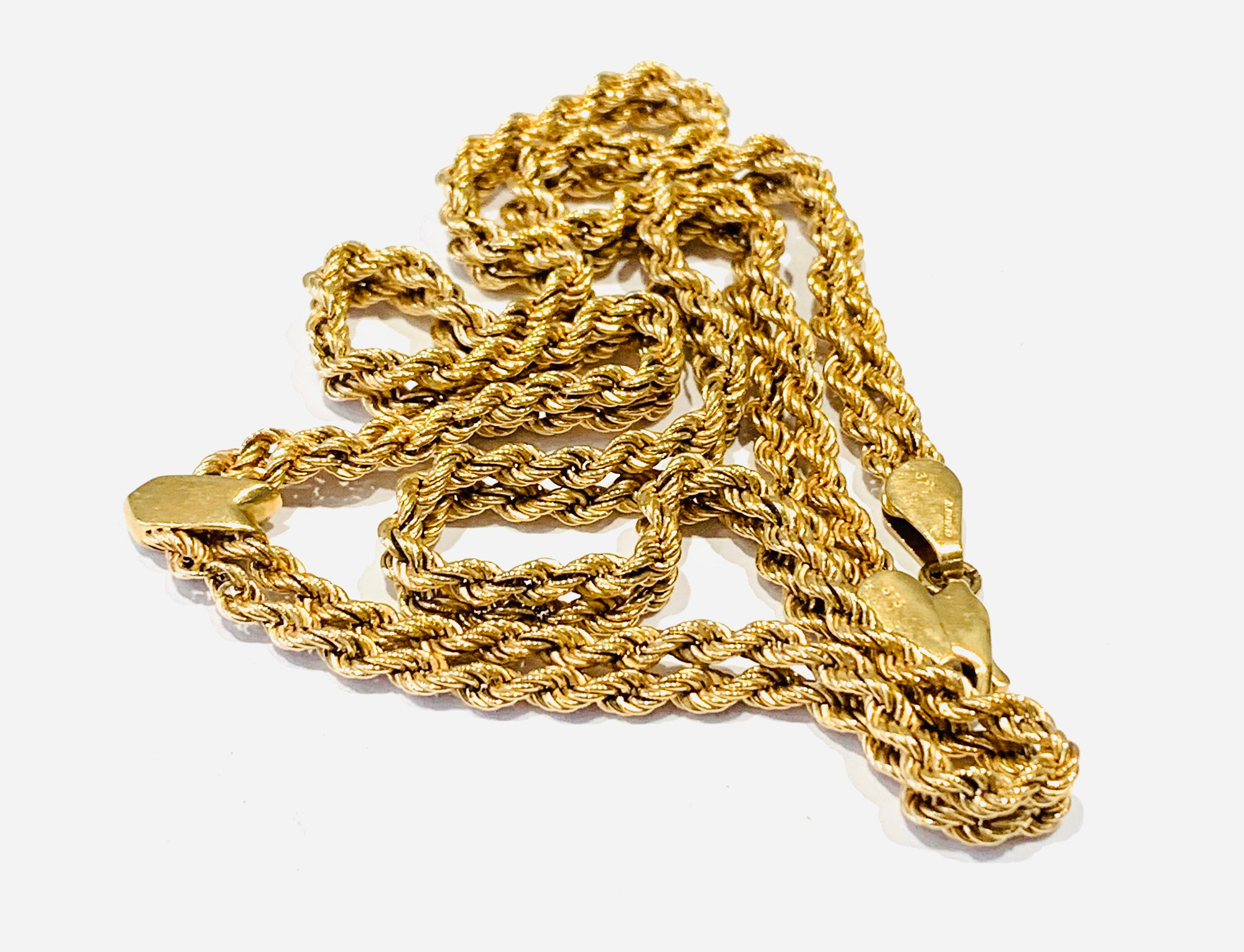 Superb vintage 9ct yellow gold 17 inch double rope twist chain fully