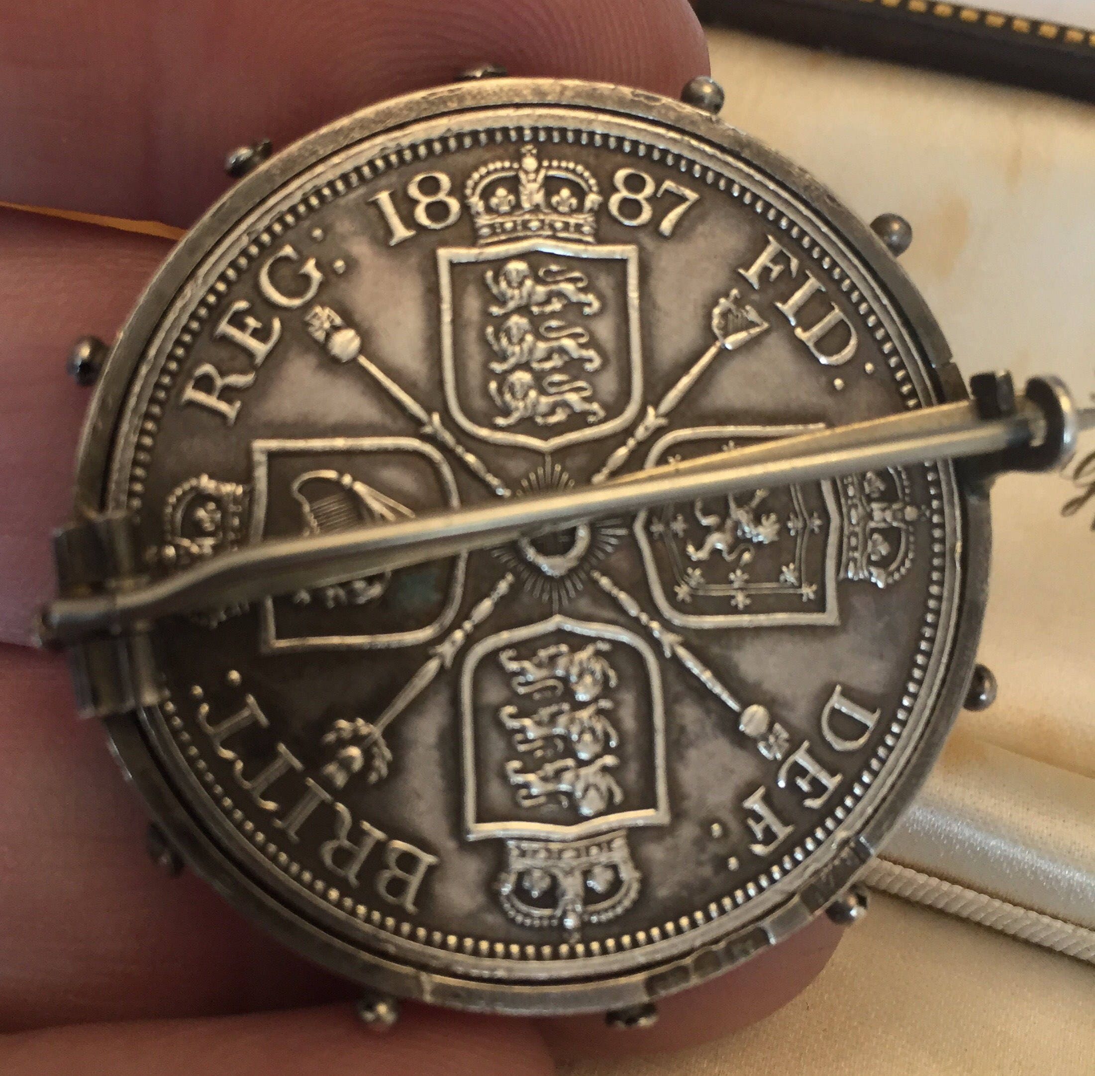 Antique coin - solid silver Queen Victoria Double Florin - 1887