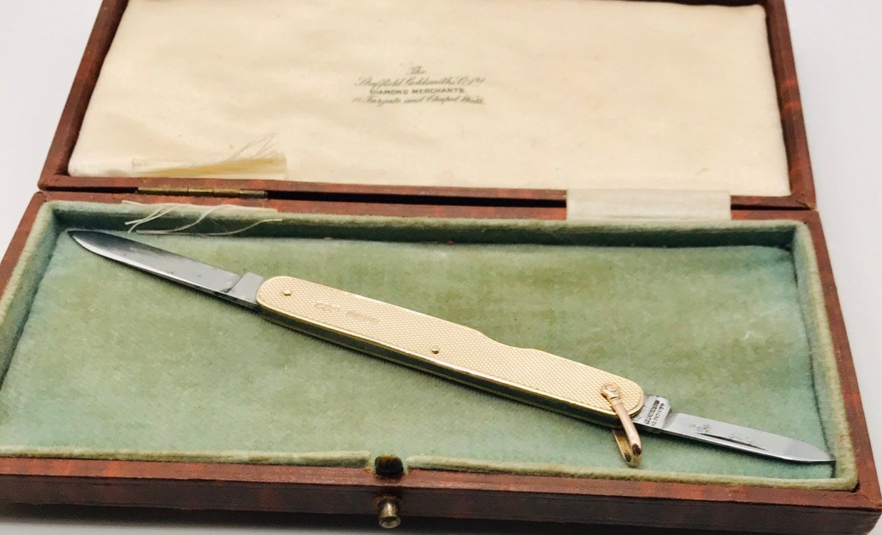 Superb antique 9ct gold pocket knife Made in Sheffield in 1927
