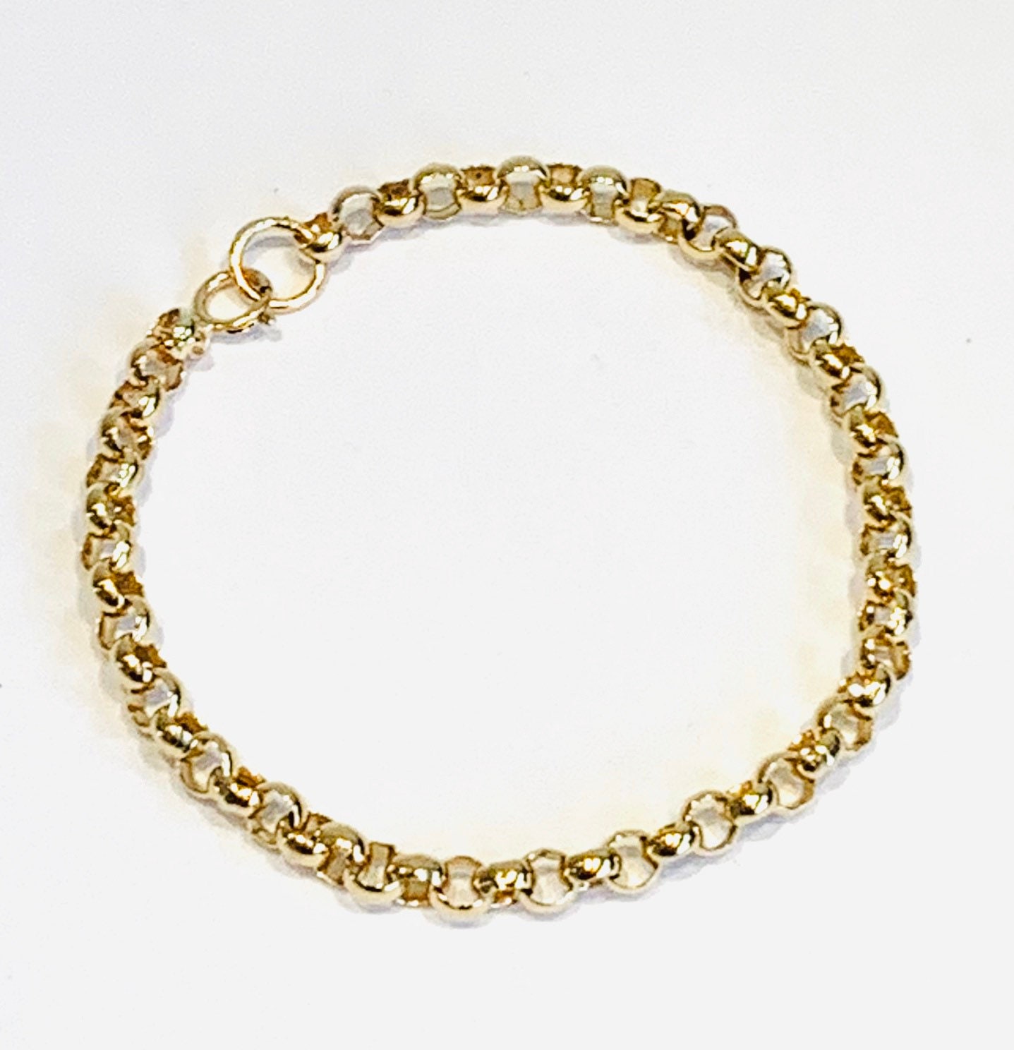 Vintage 9ct yellow gold 7 inch Belcher link bracelet