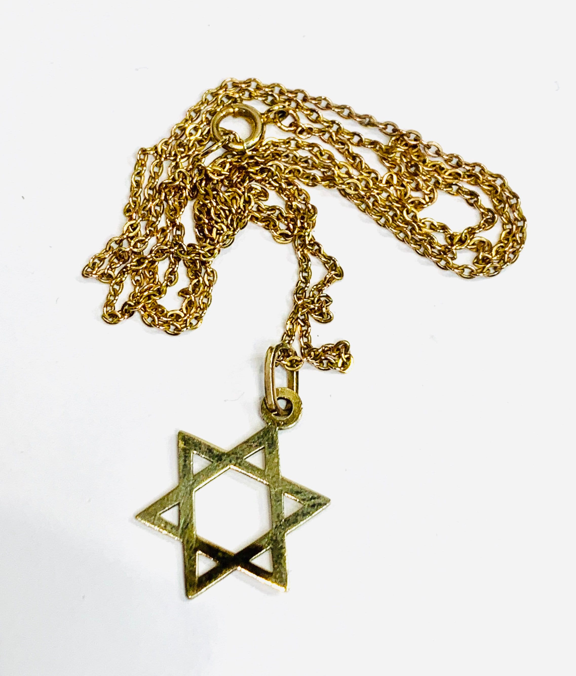 Vintage 9ct gold 23 inch Star of David necklace fully hallmarked