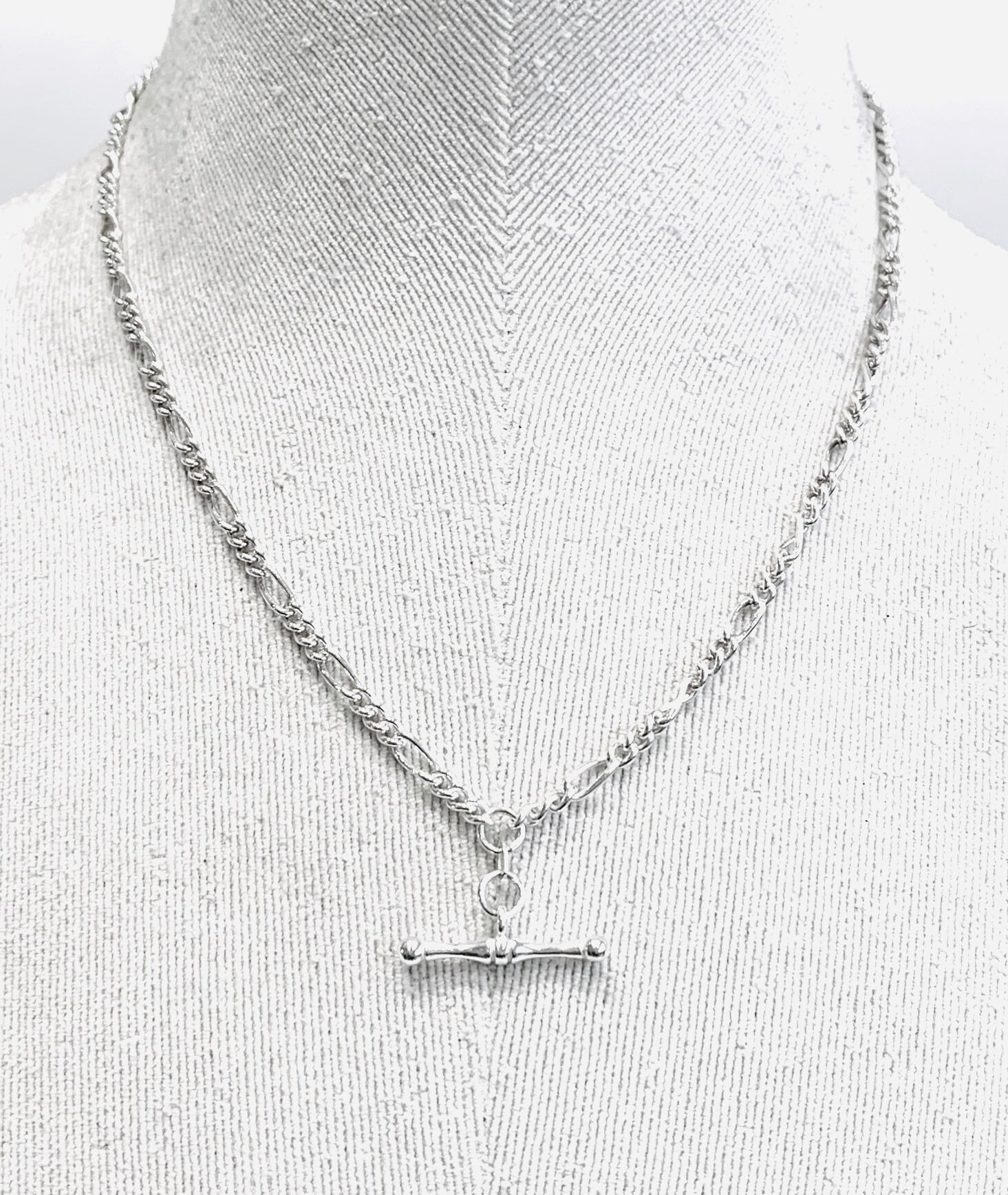 Vintage Sterling Silver 18 inch tbar necklace fully hallmarked